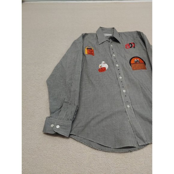 Mili Designs Button up Shirt Womens Medium Halloween Ghost‎ Black white Checked - Picture 3 of 15